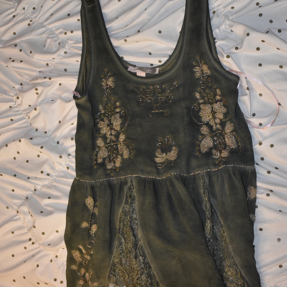 Green beaded tank top